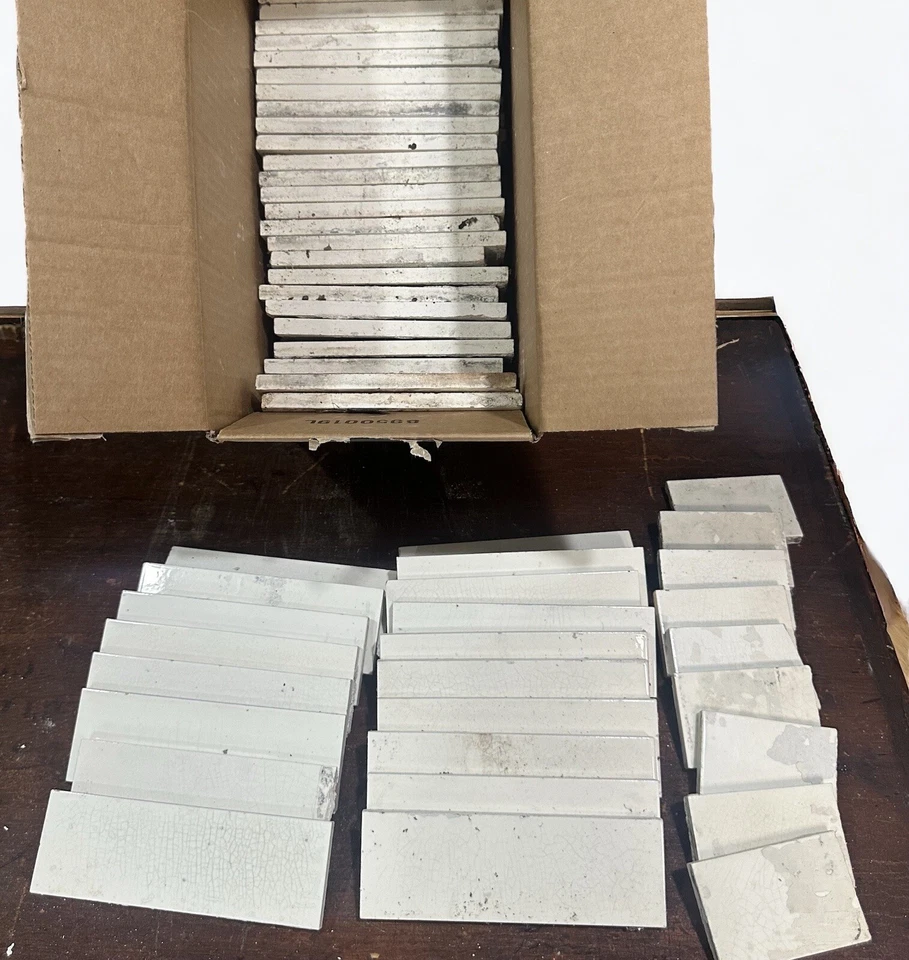 80 azulejos THE C. PARDEE WORKS azulejo blanco antiguo del metro de Nueva York 6” X 2” 1900’s Foto 2 de 4