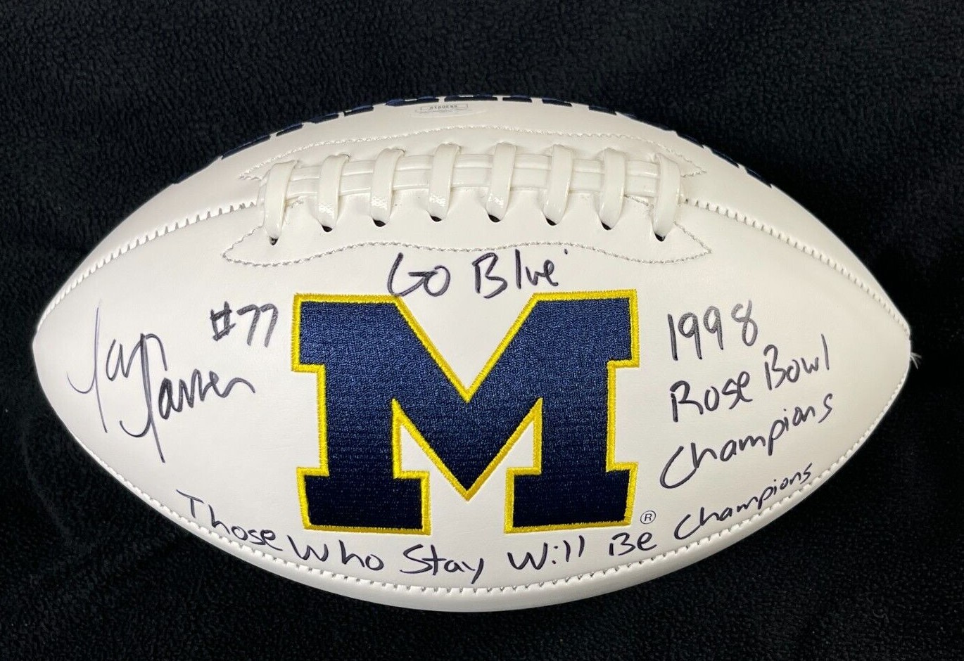 Jon Jansen Signed Multi Inscribed Rose Bowl Michigan Wolverines Football JSA COA 