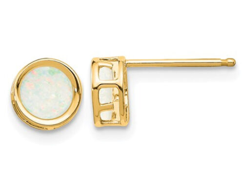 Opal Solitaire Stud Earrings 3/5 carat (ctw) in 14K Gold - 第 1/4 張圖片