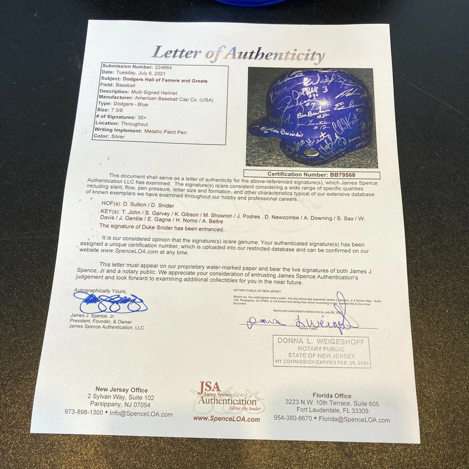 Beautiful Los Angeles Dodgers Legends Multi Signed Helmet 45+ Sigs With JSA COA - Image 2 of 4