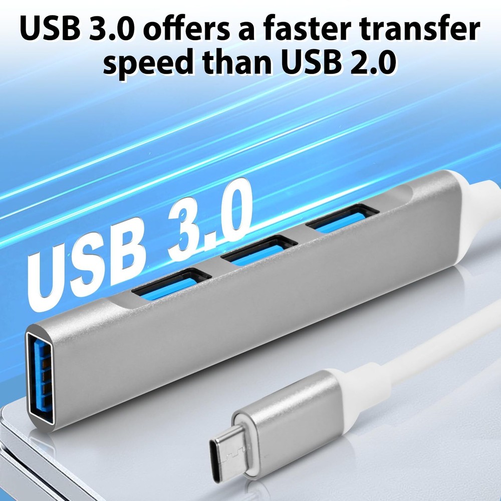 USB C to USB Hub with 4 Ports USB A 3.0 Adapter for Fast Data Transfer