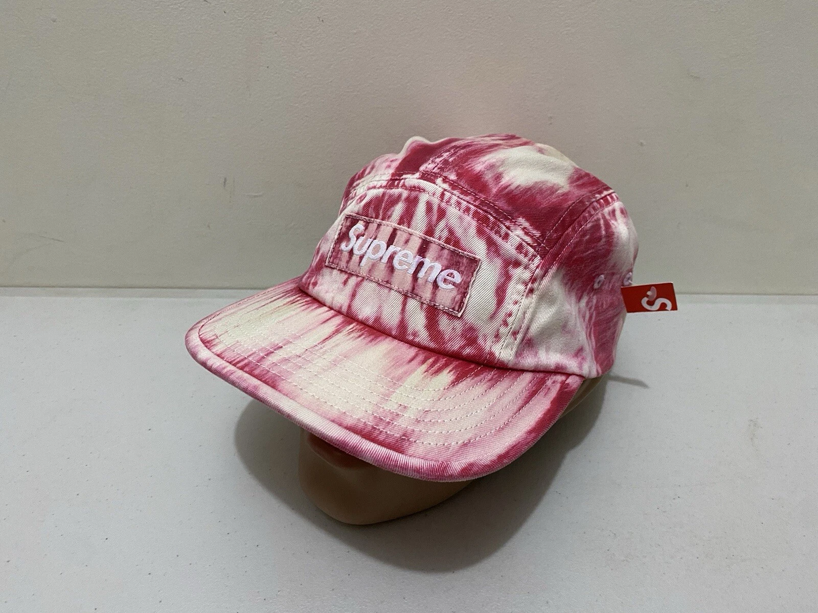 Supreme Mens Bleached Chino Camp Cap Hat One Size New Box Logo 5 Panel Style Red