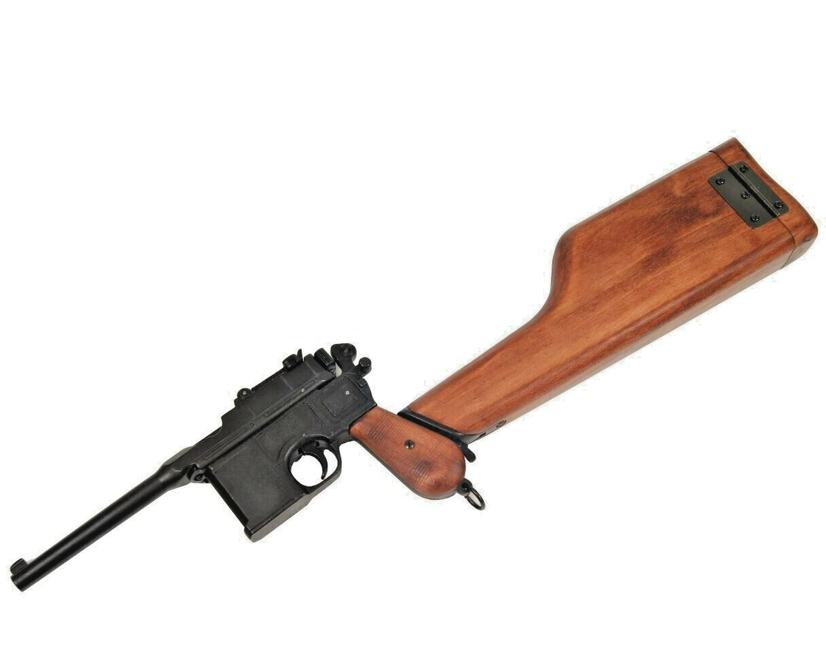 Denix 1896 Mauser C96 Non-Firing Pistol Prop Gun with Extended