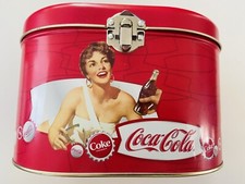 Boîte à lunch en étain Coca Cola avec poignée et jolie dame - superbes images