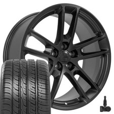 2718 Satin Black 20 Inch Wheels Tires Tpms Set Fit Charger Challenger 300