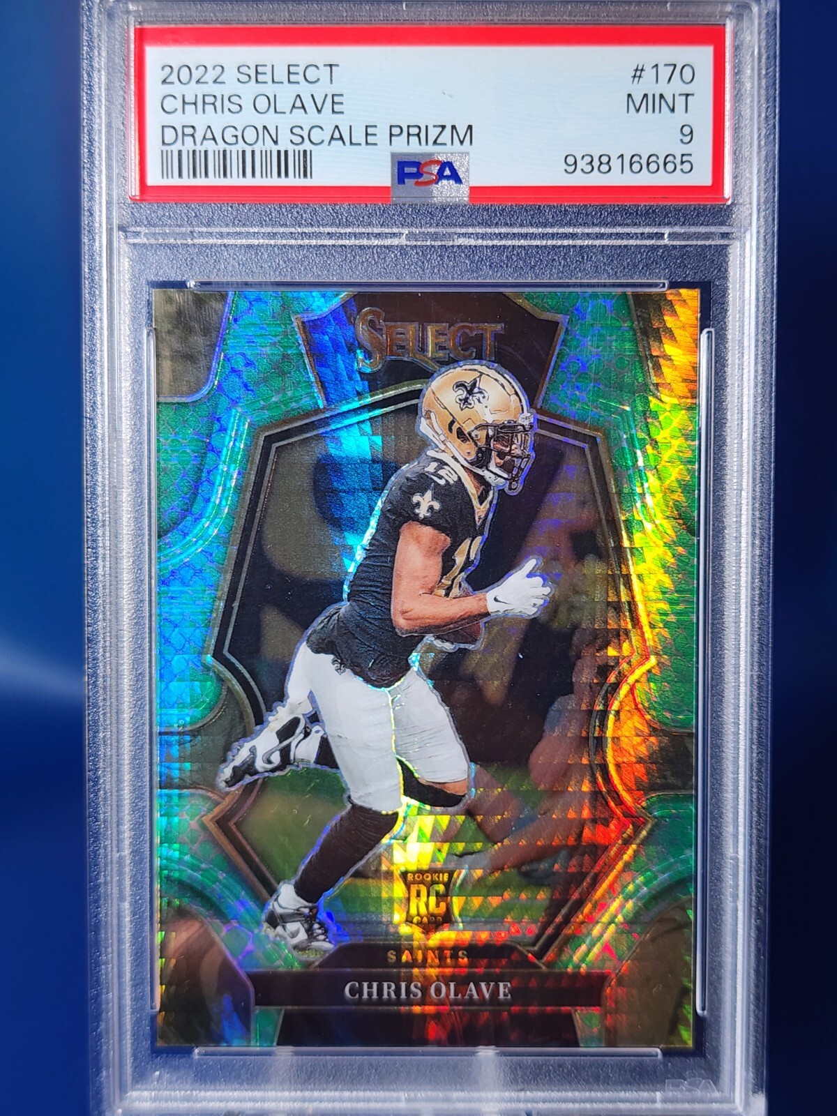 94095932 CHRIS OLAVE 2022 Select Premier 170 Dragon Scale Prizm RC /89 PSA 9