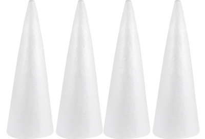 Foam Tree Cones, 4pcs White Polystyrene Christmas Tree Foam Cones DIY Craft 15''