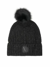 BNIP Victoria's  Secret  Pom-Pom Hat Winter One Size Fits All BLACK
