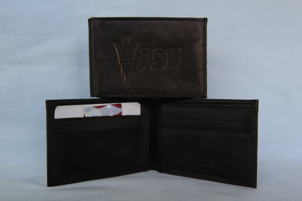 ARIZONA STATE SUN DEVILS   Leather BiFold Wallet   NEW  black 2 sb - Image 2 of 4