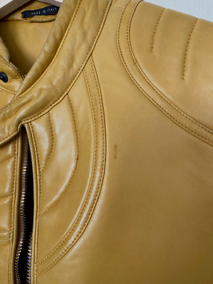Vintage Gucci Vest XL 52 Yellow Lambskin Leather Zippered Designer