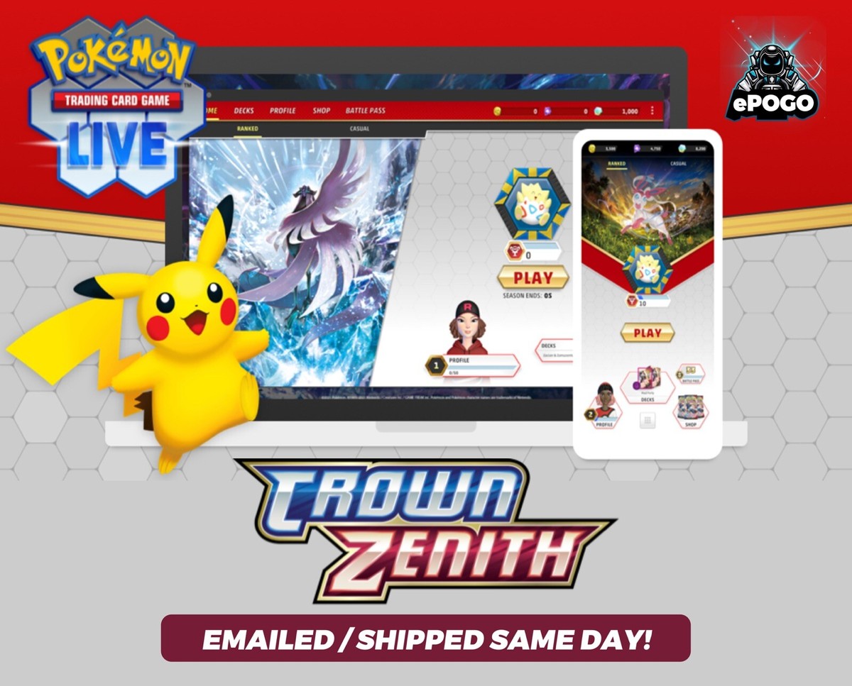 50 Crown Zenith Pokemon TCG Live Online QR Codes Official