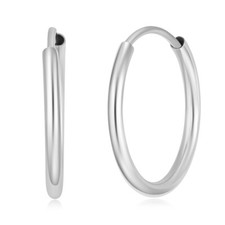 Wellingsale 14k White Gold 1.5mm Endless Classic Hoop Earrings 17 x 17 mm 