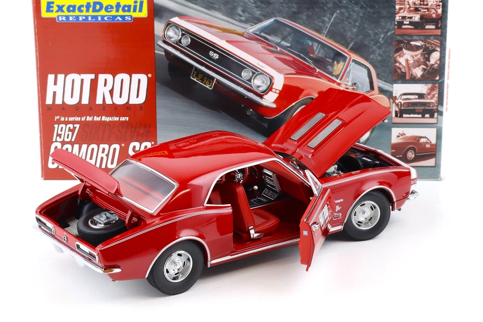 1:18 Exact Detail 1967 Chevrolet Camaro Ss Coupè Hot Rod Test Auto Rosso WCC220 - Immagine 4 di 4