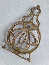 Antique Brass Trivet - Kettle, Pan or Iron Stand - Art Nouveau Style