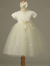 CLOSEOUT BABY IVORY DRESS WEDDING CHRISTENING BAPTISM PAGEANT SIZE 6M 12M 24M
