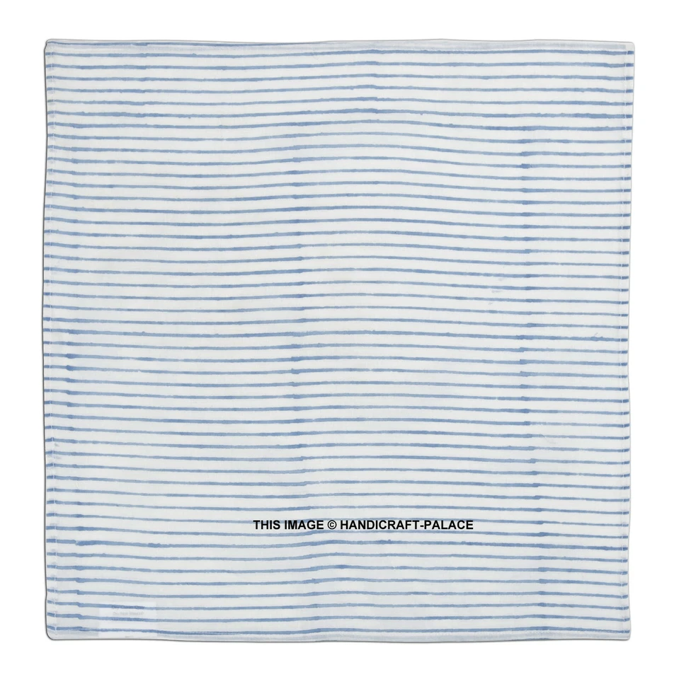 Servilletas de Lujo Mesa Cena Mantel Azul Rayas Bloque Estampado 100% Algodón Foto 2 de 3