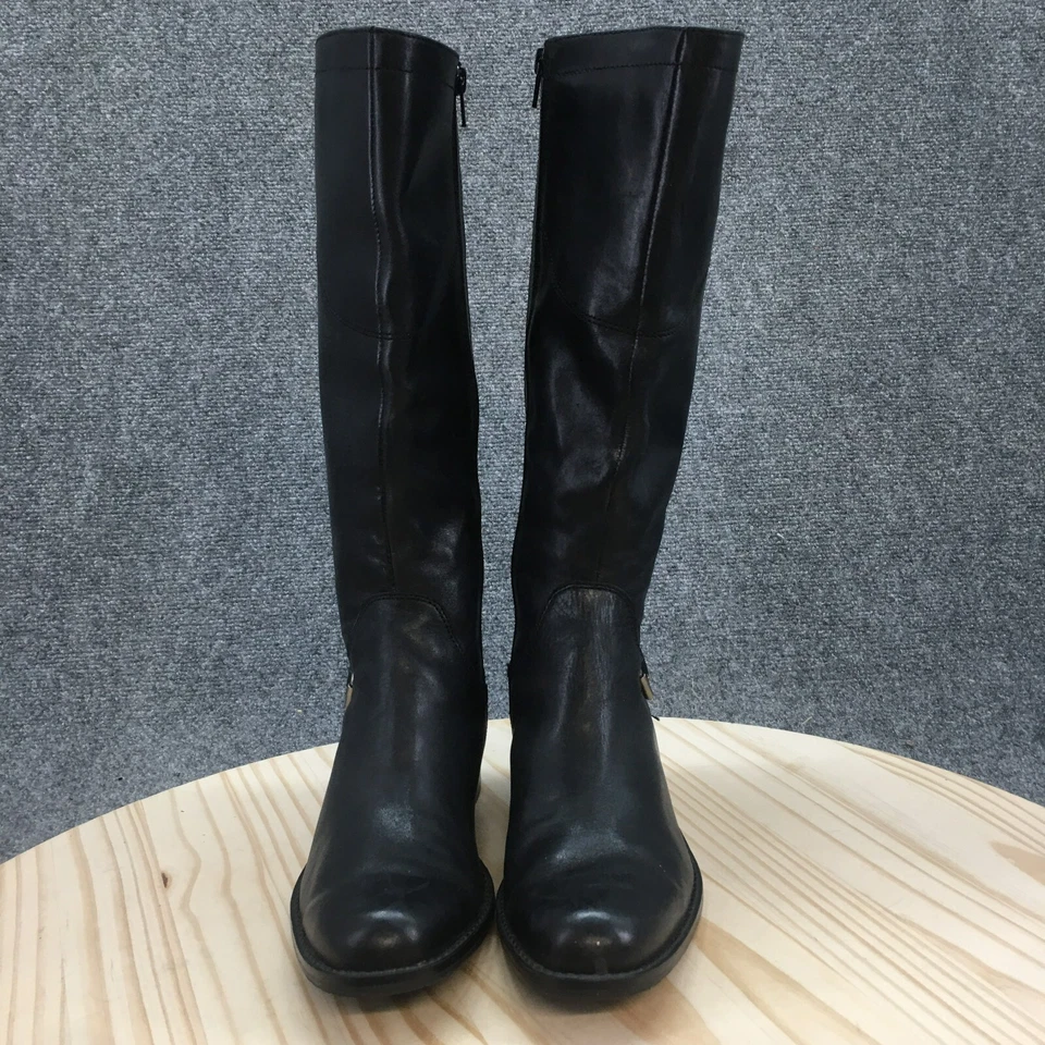 ANA A Nuevas Botas de Aproximación para Mujer 6.5 M de Alto Montar Cuero Negro Cremallera Lateral Bloque Foto 4 de 4