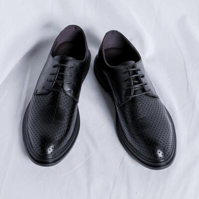 Men Business Oxfords British Pointy Toe Dress Pump Lace Up Pump Shoes Breathable