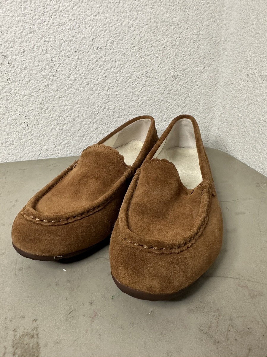 VIONIC Toffee Tan Suede Fleece Lined McKenzie Slippers size 