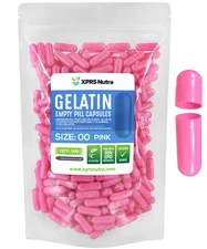 XPRS Nutra Size 00 Pink Empty Gelatin Capsules Gelcaps Pills Caps
