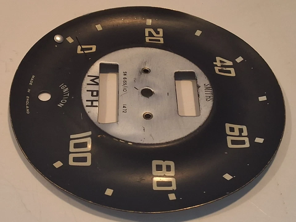 Austin Healey Bugeye Sprite Mk1 Smiths 速度表表表盘面部-有凹痕-S1 #39 #7 — 第 2/4 张图片