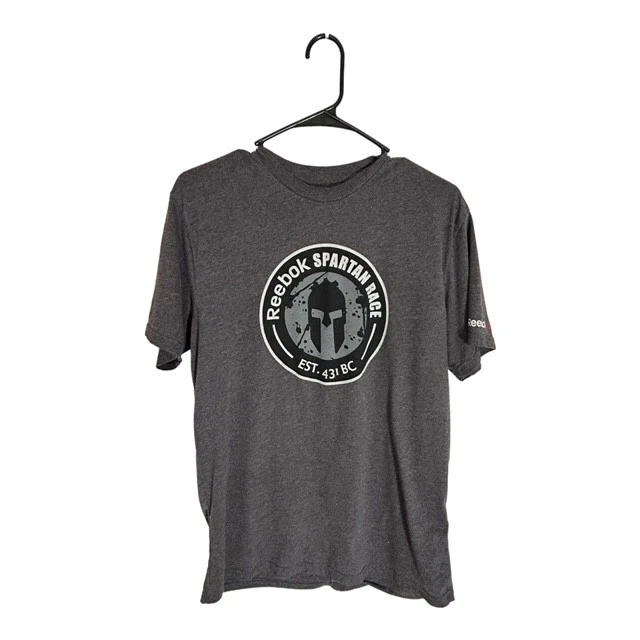 Reebok Spartan Race Shirt Men s Med Gray Short Sleeve 2014 Trifecta Qualifier