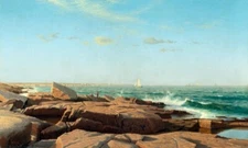 NARRAGANSETT BAY RHODE ISLAND 1864 HARBOR SEASCAPE BY WILLIAM S HASELTINE REPRO