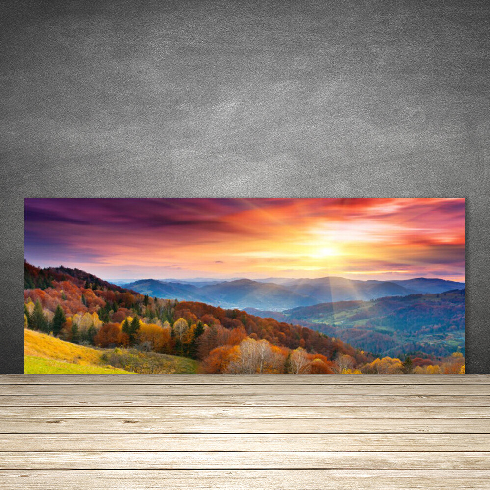Crédence en verre de sécurité 125x50 cm avec impression design montagnard épuré