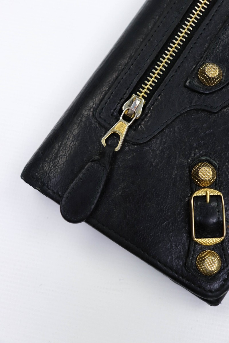 Balenciaga Giant Money Continental Black Leather Long Wallet 19.5