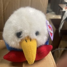 Vtg Puffkins Patriot 4th of July Eagle Plush Red White Blue Cute Soft Fuzzy NWT