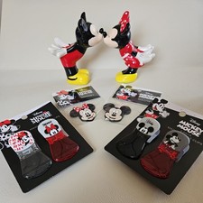 DISNEY MICKEY AND MINNIE MOUSE KITCHEN SET - Ceramic Salt/Pepper, Clips, Magnets