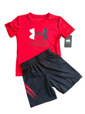 Under Armour Boy Shorts  Shirt Set Size 5 5T red black