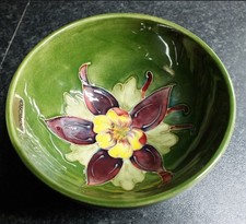 Moorcroft Columbine Small footed bowl impressed mark/ part label