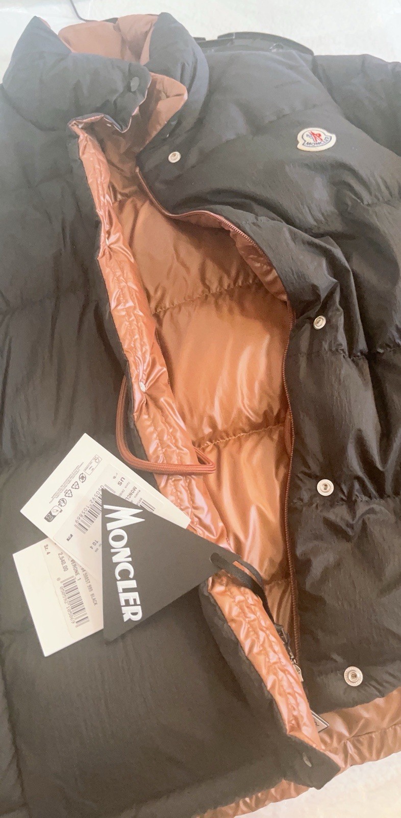 $2540 MONCLER Women’s Black & Brown Verone Short Reversible Down Jacket Size 4 thumbnail 7