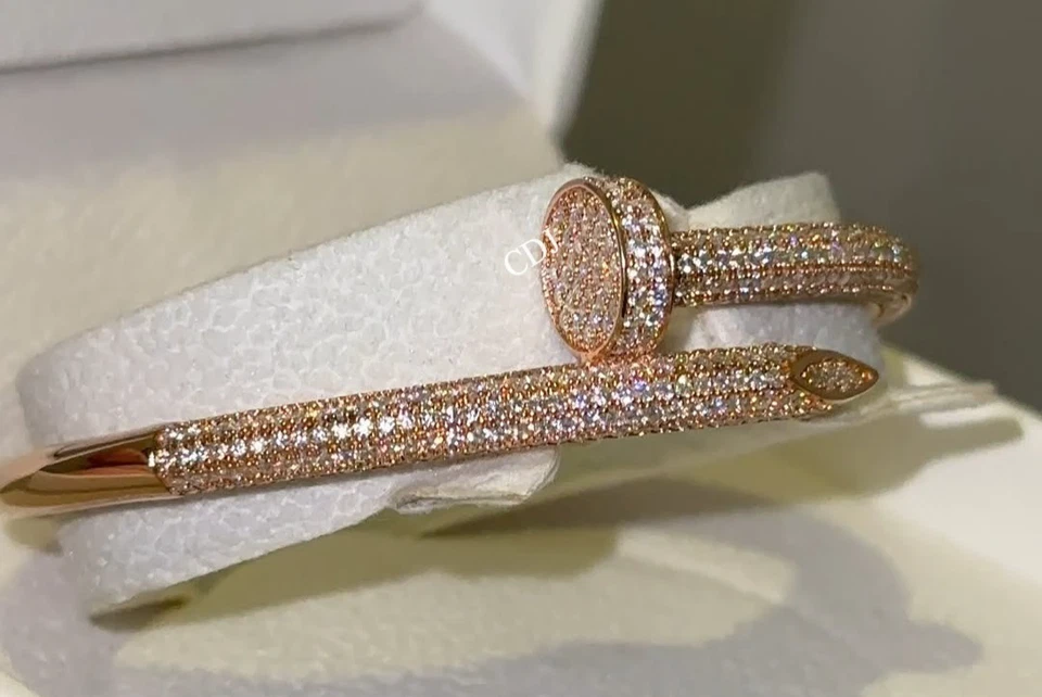 Brazalete brazalete brazalete de moissanita VVS regalo de compromiso para hombre 8" tachuelas gratis 925 S Foto 3 de 4