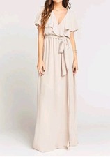 Show Me Your MuMu Soft Beige Bridesmaid Ruffle Women Audrey Maxi Dress. Small.