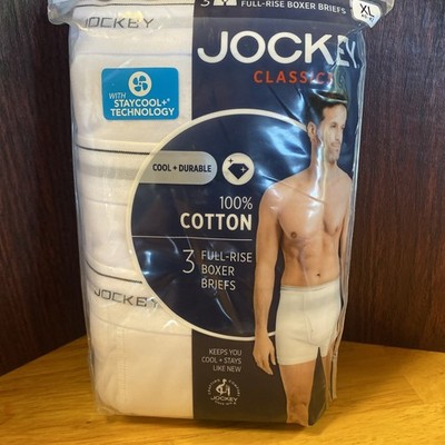 Jockey Classics Full Rise Briefs Size XL White 3 Pack 100% Cotton