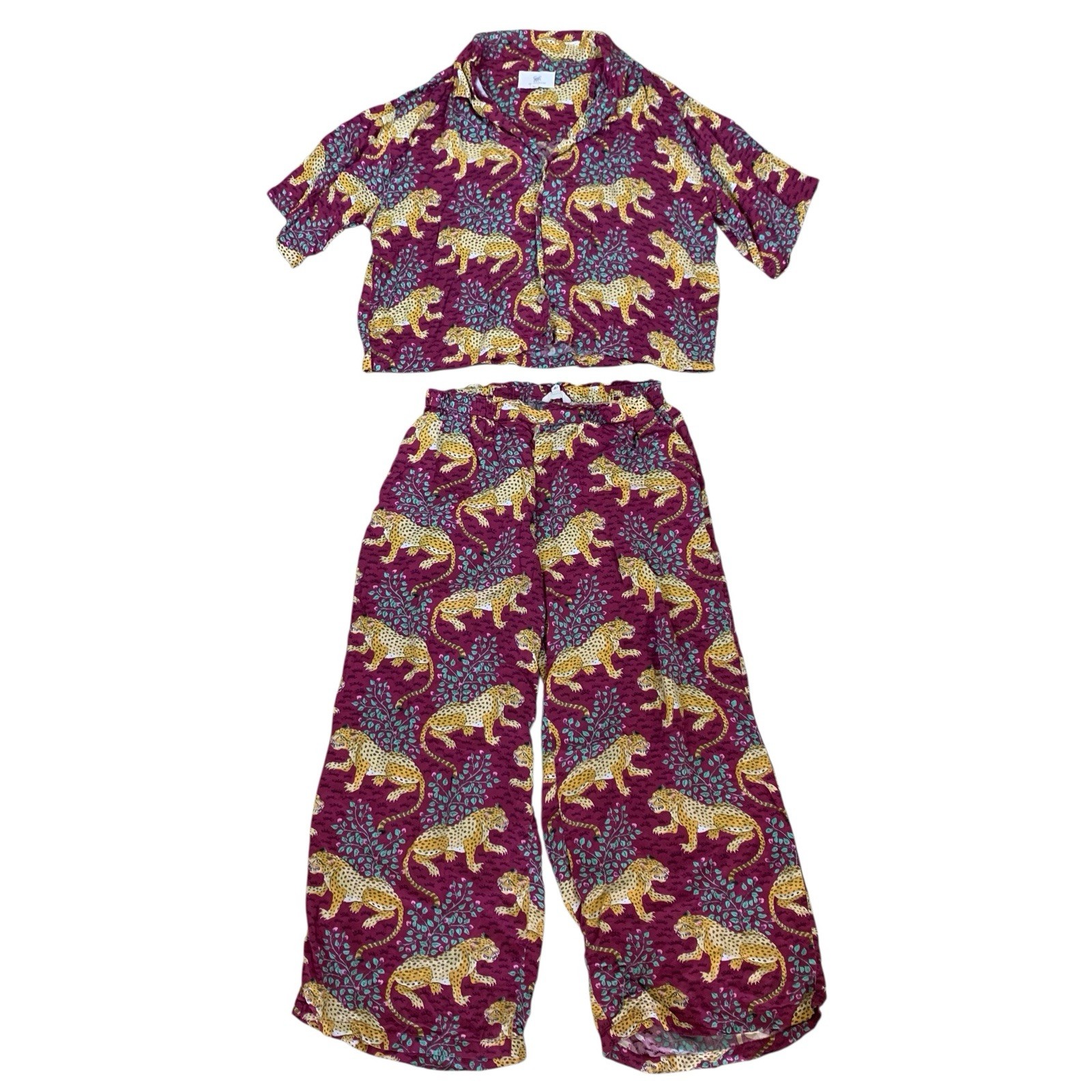 Printfresh Leopard Print Pajama Set Cropped Top W… - image 1