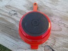 VTG Cousances Sauce Pan Pot #18 No Lid Enamel Cast Iron Orange Made in France — photo 1