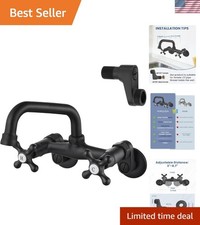 Matte Black Wall Mount Kitchen Faucet,6 Inch15cm Spout 360 Rotatable,Adjus...