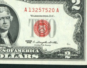 $2 1963 ((CHOICE CU)) United States Note ** CURRENCY (5th of 8 consecutive)