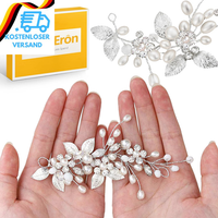 Silber Kristall Braut Stirnband Hochzeit, Elegantes Haarschmuck Mit Strass Blatt