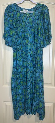 Go Softly patio dress 100% rayon size XL boho mumu comfort lightweight button