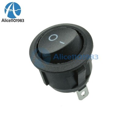 5Pcs Mini 3 Pin Round Black SPDT ON-OFF Rocker Switch Snap-in *cc