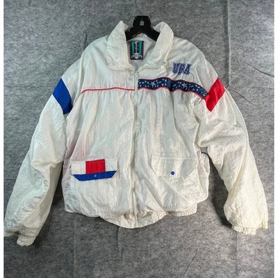 VTG 2B ACTIVE Mens M Track Jacket USA Olympic White Nylon