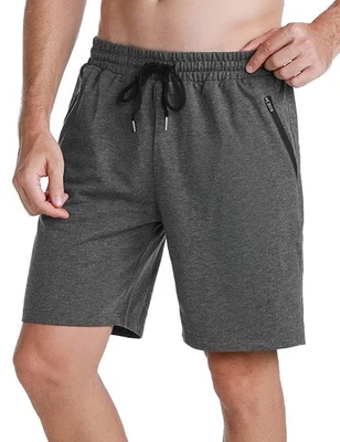 Short Sport Homme, Short Homme Coton Leger avec Poche Zippée, Shorts - Photo 1/4