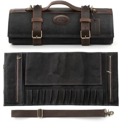 XINZUO Kochmesser Rolltasche Profi, 16 Unzen gewachstes Canvas und Crazy Horse