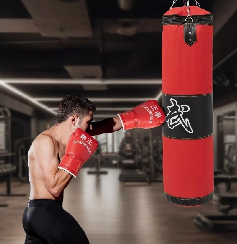 Boxsack 100cm mit 20 KG Gummigranulat Set mit Boxhandschuhen Punching - Bild 2 von 4