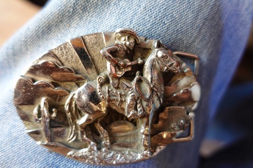 Custom Cowboy Guitar playing Belt Buckle, one of a kind