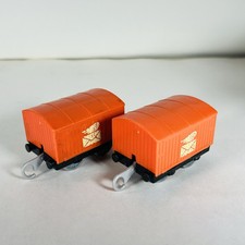 Trackmaster Trailers Thomas The Train Mail Cargo Box Cars Pull Behind Lot of 2